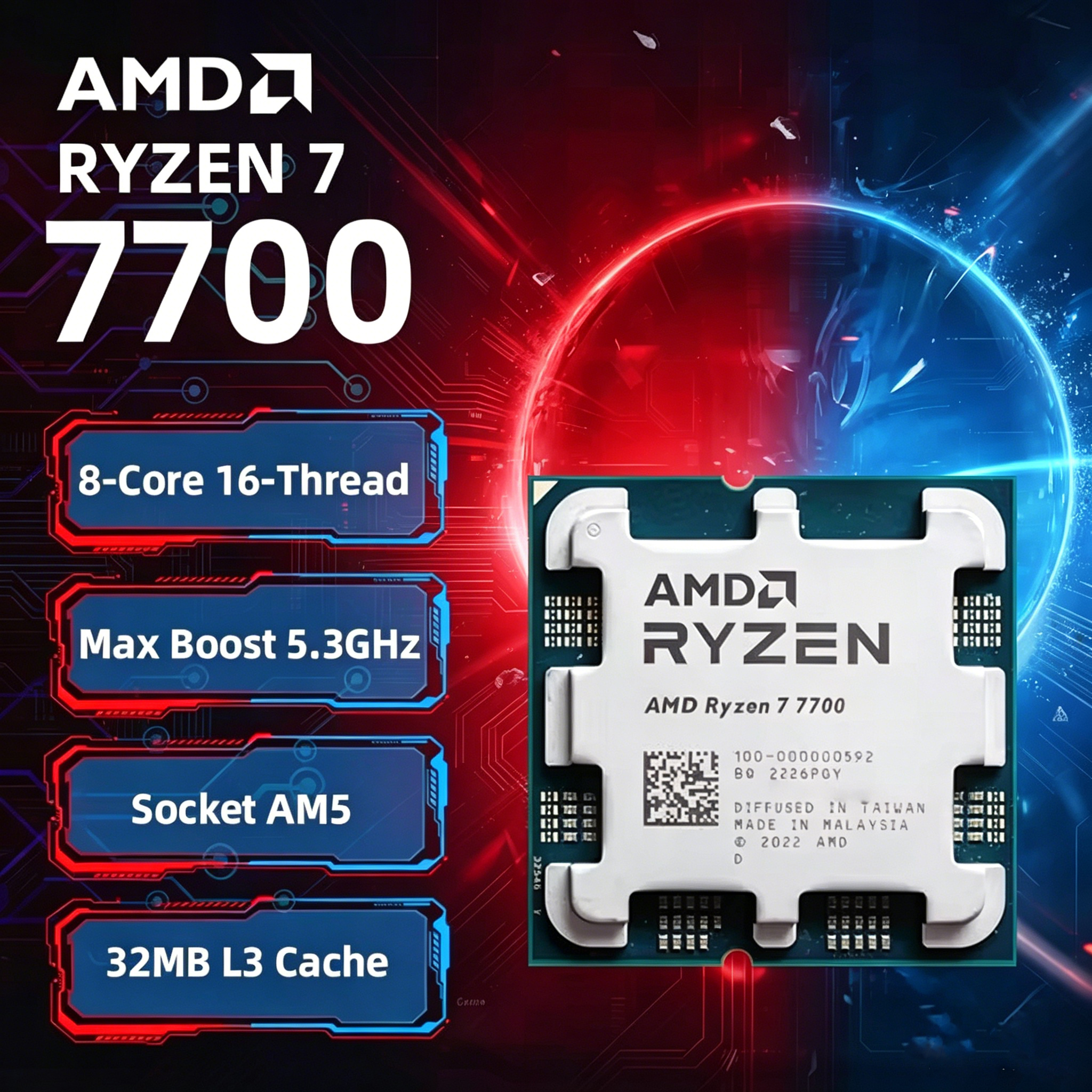 AMD Ryzen 7 7700 R7 7700 8 Cor - Pc Gaming Cpu review and price