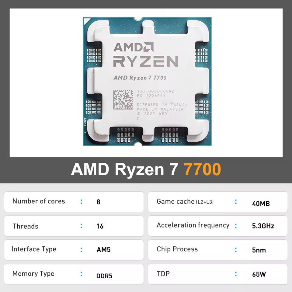 AMD Ryzen 7 7700 R7 7700 8 Cor - Pc Gaming Cpu review and price