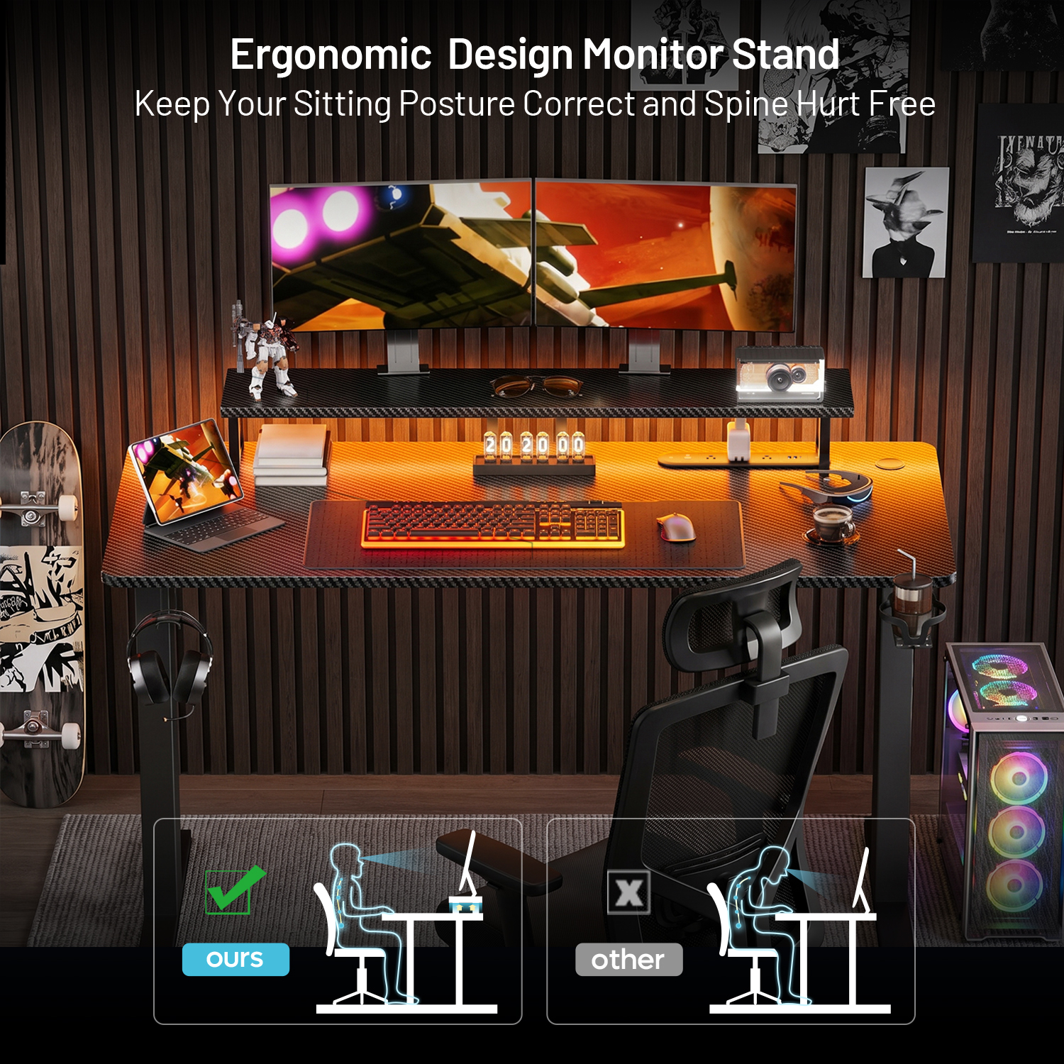 Gaming Desk with LED Lights &  - Pc Zotac Gaming review and price